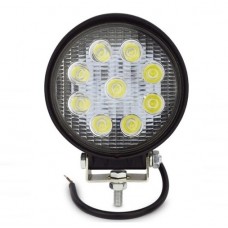 FAROL DE MILHA LED REDONDO 12/ 24V 27W 9 LEDS 6000K UNIVERSAL